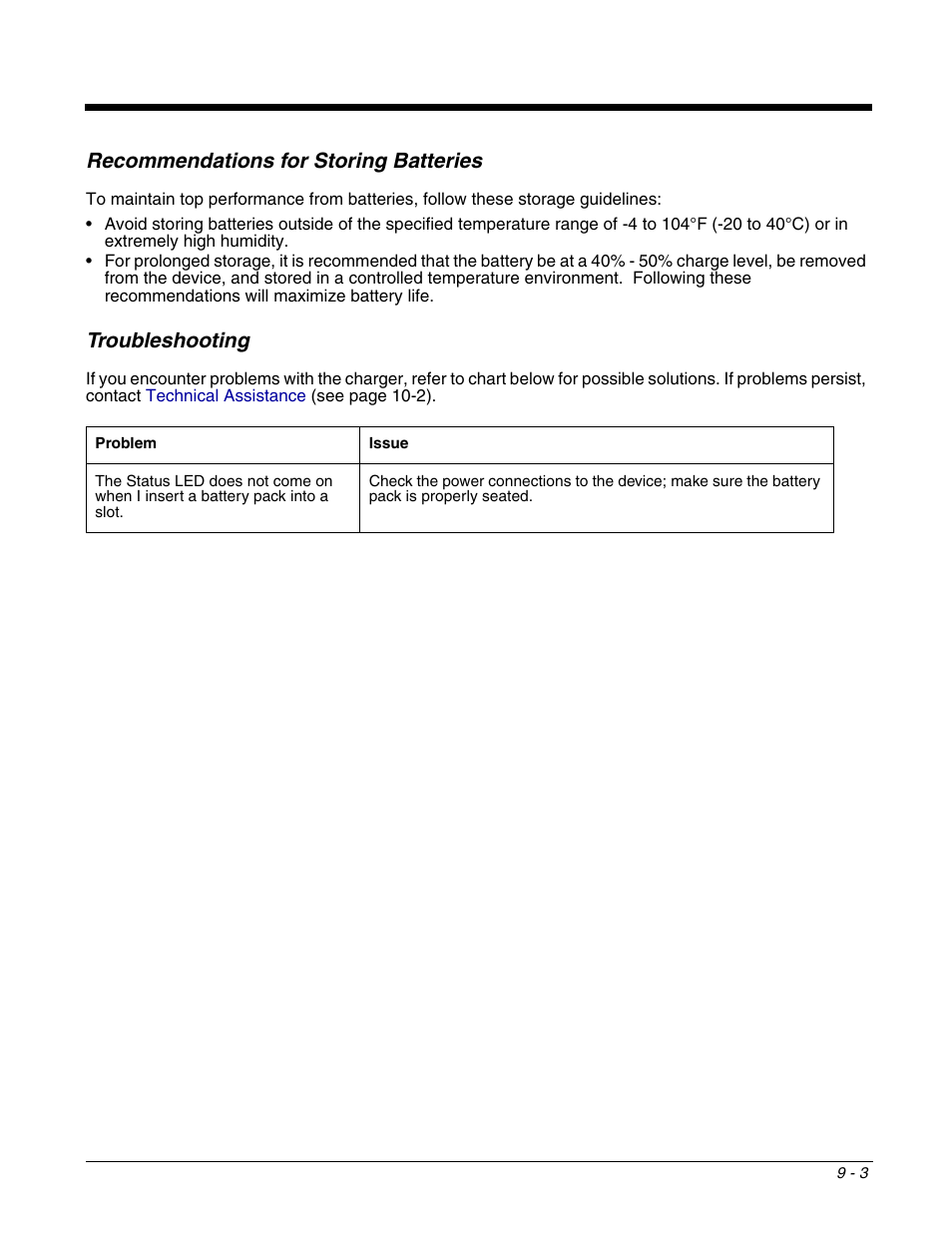 Recommendations for storing batteries, Troubleshooting | Honeywell DOLPHIN 6500 User Manual | Page 69 / 76