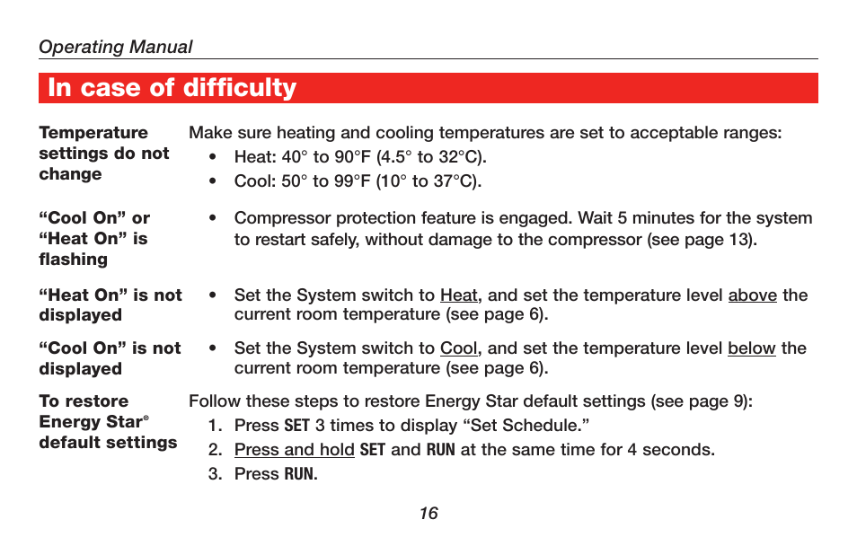 Honeywell RTH4300B User Manual | Page 18 / 64