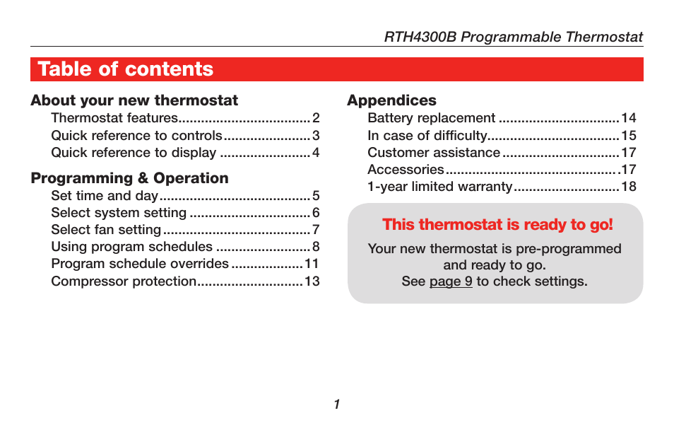 Honeywell RTH4300B User Manual | Page 3 / 64