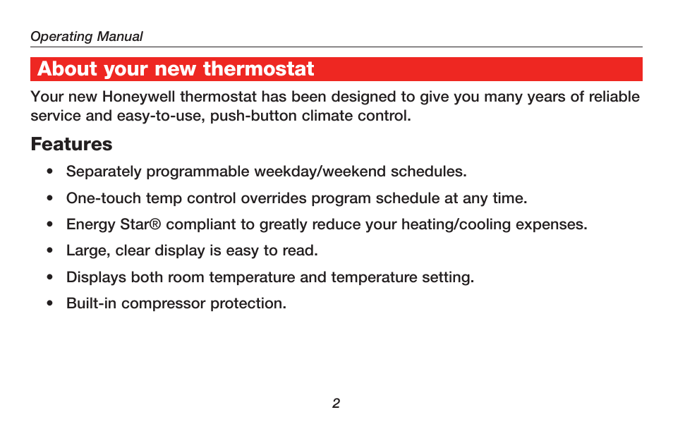 About your new thermostat | Honeywell RTH4300B User Manual | Page 4 / 64