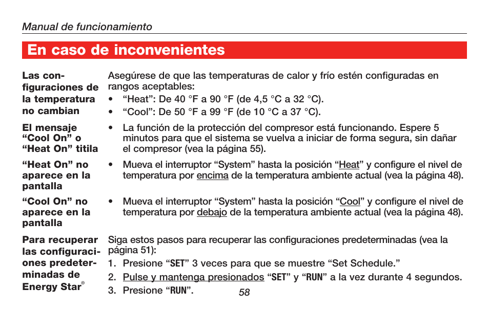 Honeywell RTH4300B User Manual | Page 60 / 64