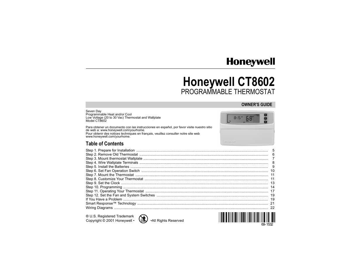 Honeywell CT8602 User Manual | 24 pages