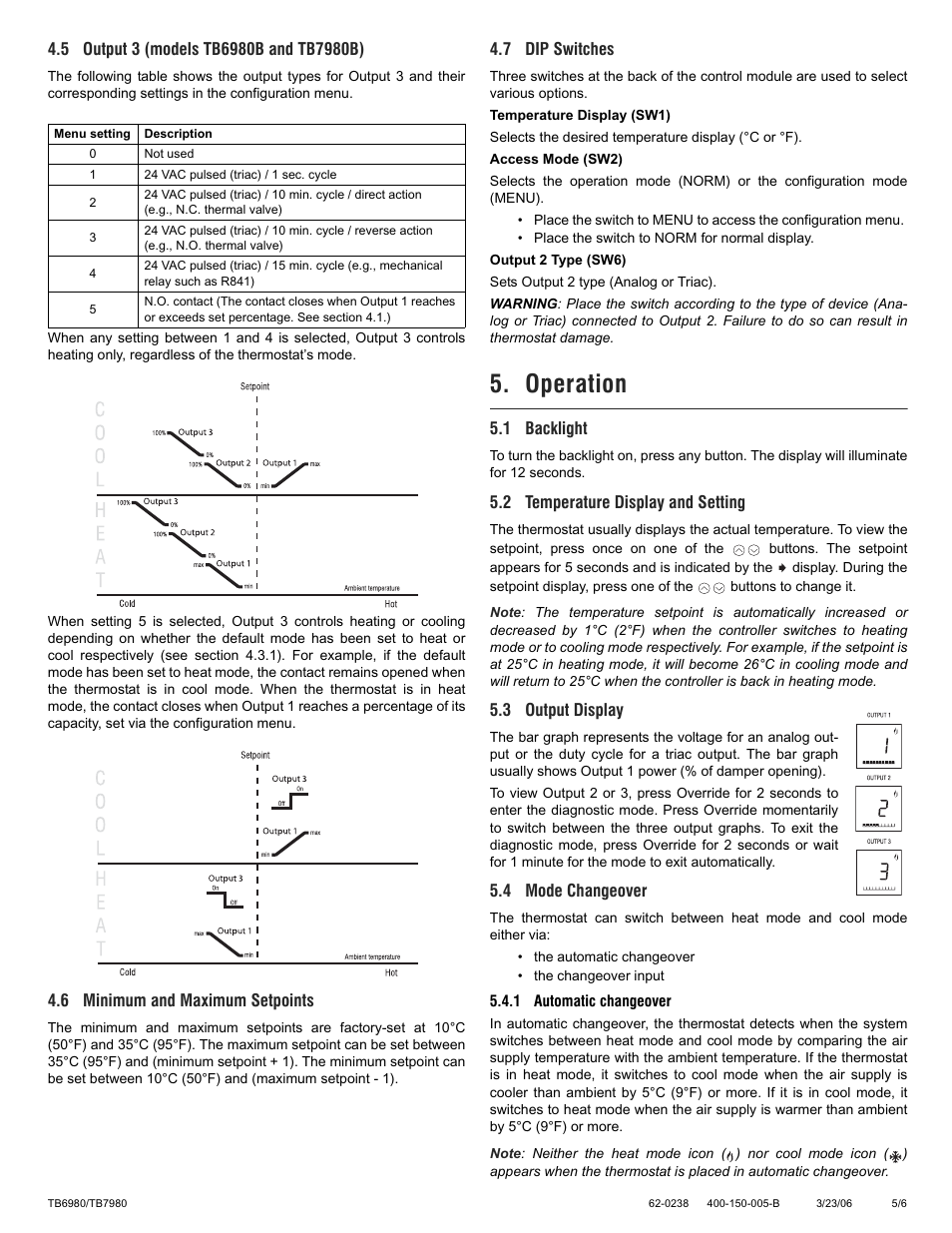 Operation | Honeywell ZONEPRO TB6980 User Manual | Page 5 / 6