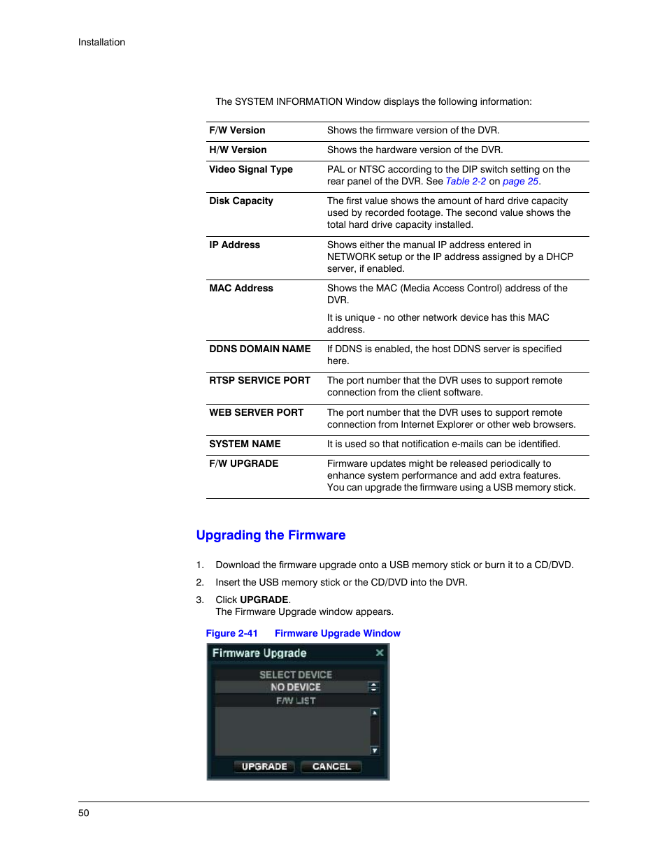 Figure 2-41, Firmware upgrade window, Upgrading the firmware | Honeywell HREP4 User Manual | Page 50 / 104