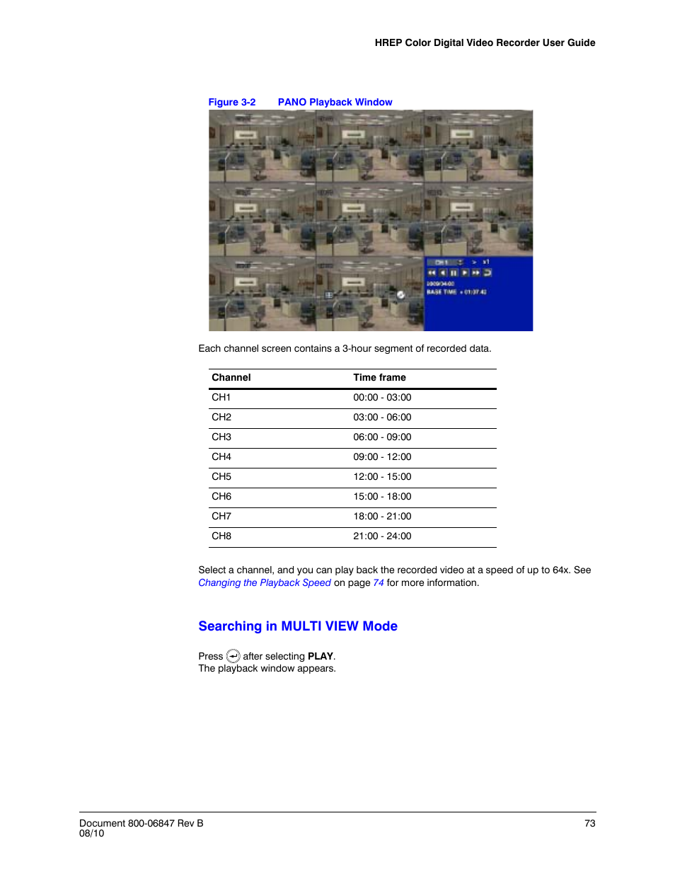 Figure 3-2, Pano playback window, Searching in multi view mode | Honeywell HREP4 User Manual | Page 73 / 104