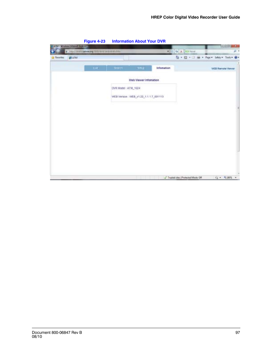 Figure 4-23, Information about your dvr | Honeywell HREP4 User Manual | Page 97 / 104