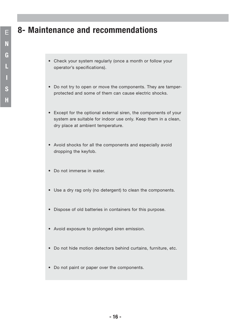 Maintenance and recommendations | Honeywell EKZ008200B User Manual | Page 17 / 97