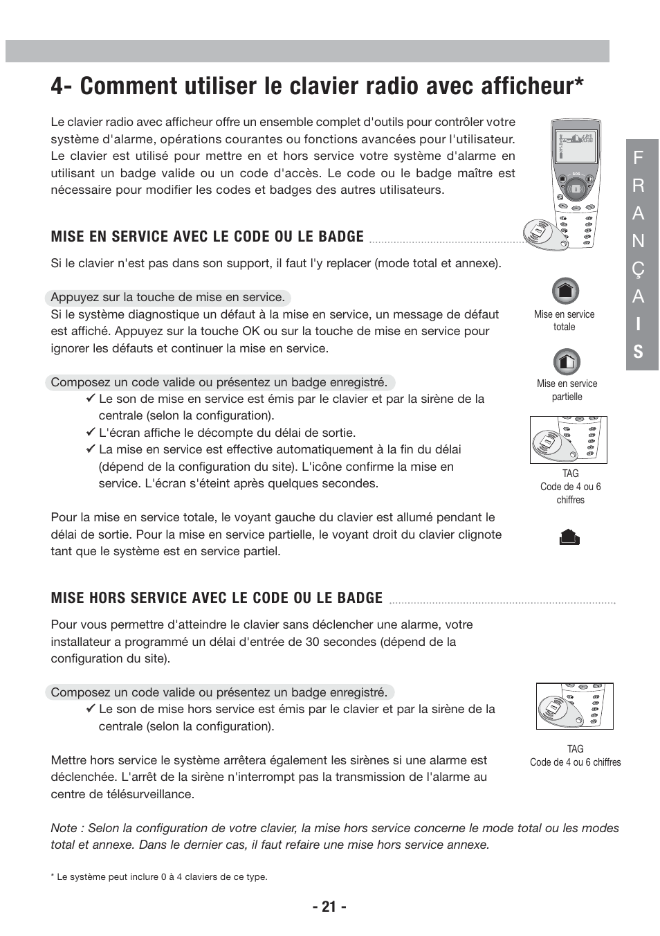 Comment utiliser le clavier radio avec afficheur | Honeywell EKZ008200B User Manual | Page 22 / 97