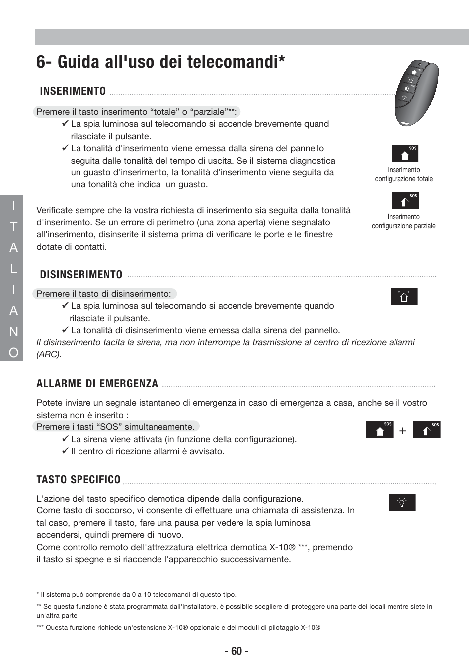 Guida all'uso dei telecomandi | Honeywell EKZ008200B User Manual | Page 61 / 97