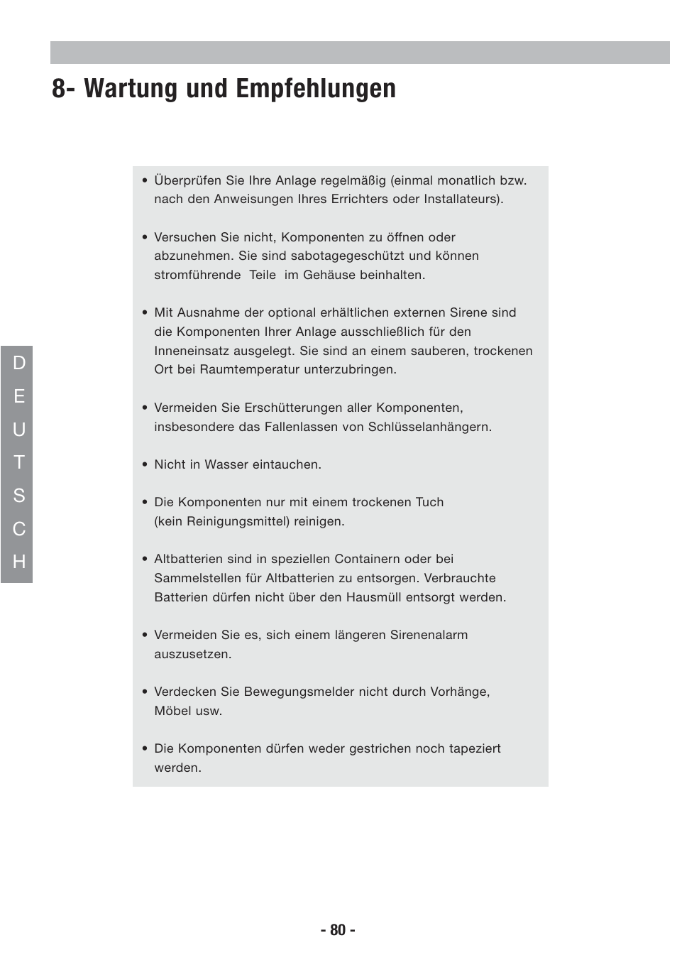 Wartung und empfehlungen | Honeywell EKZ008200B User Manual | Page 81 / 97