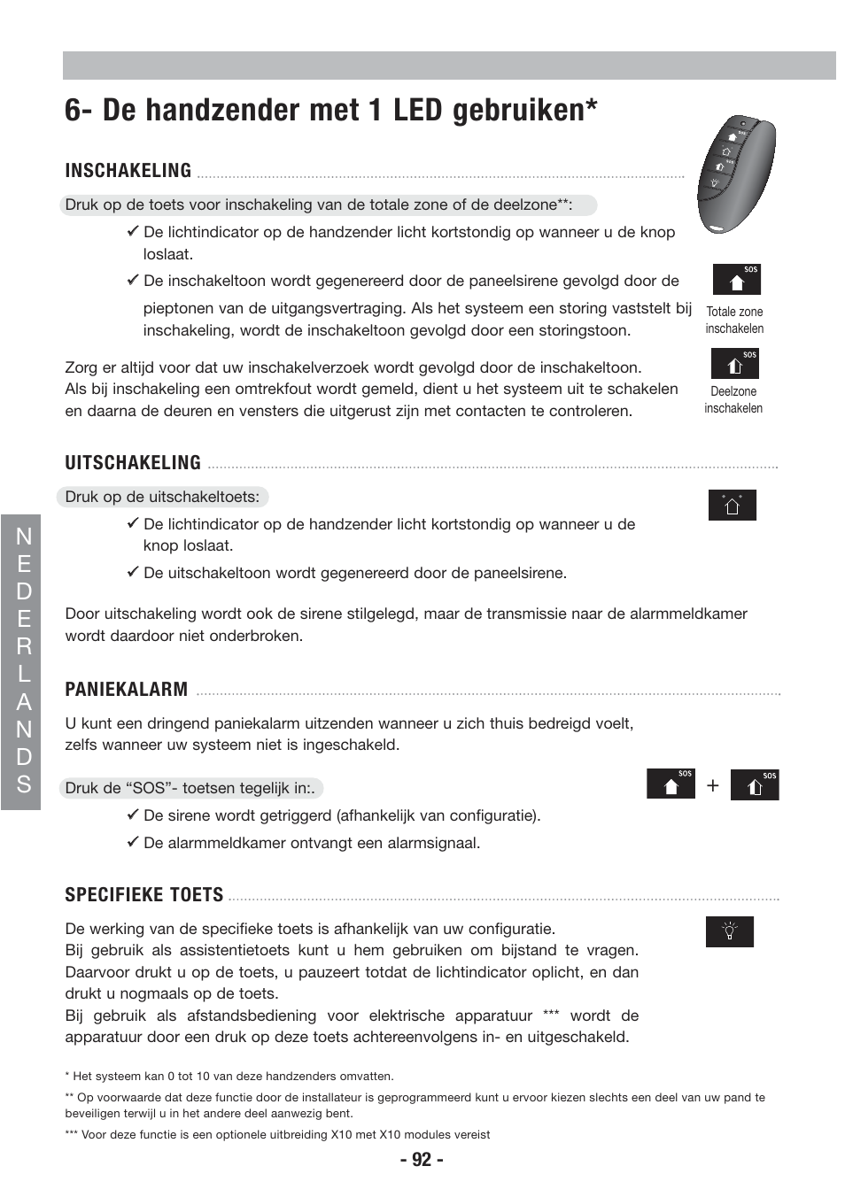 De handzender met 1 led gebruiken | Honeywell EKZ008200B User Manual | Page 93 / 97