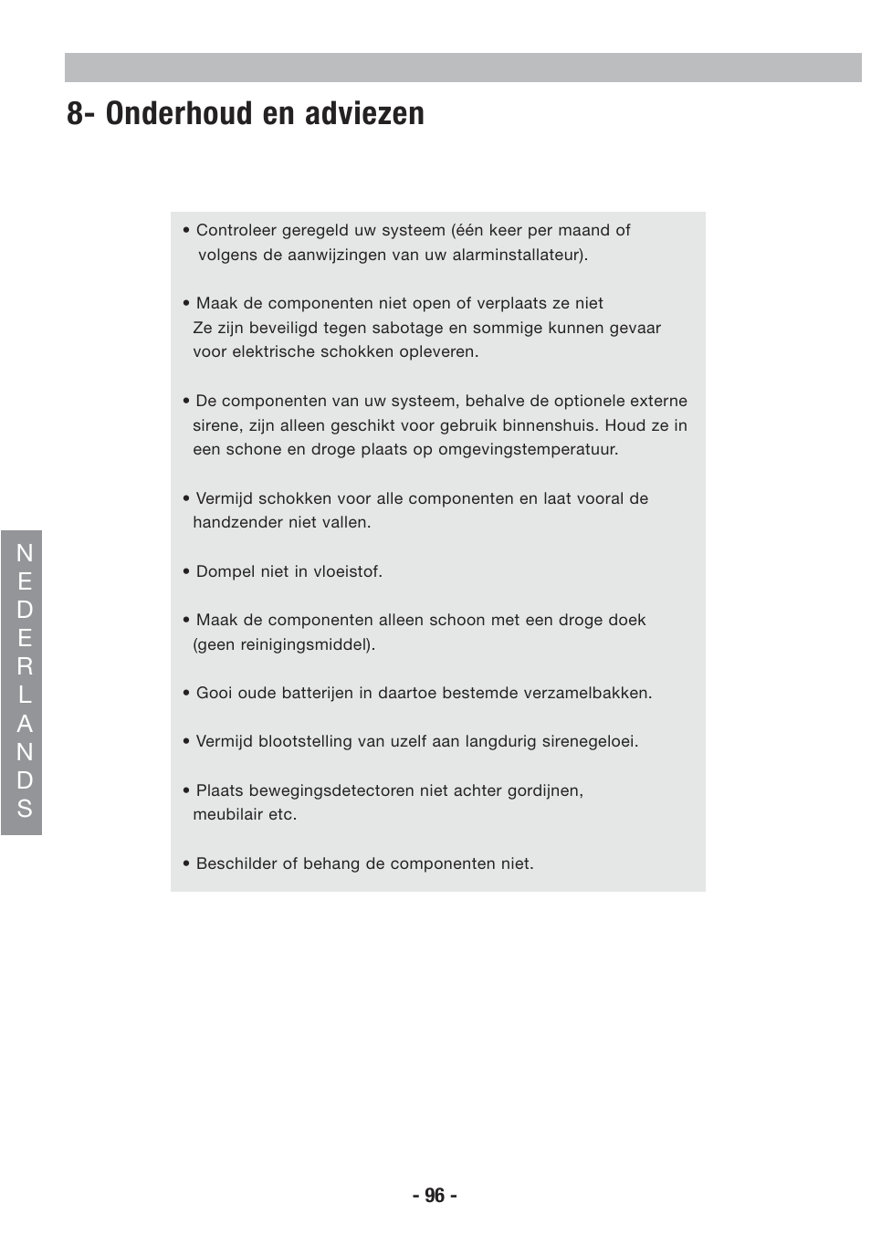 Onderhoud en adviezen | Honeywell EKZ008200B User Manual | Page 97 / 97