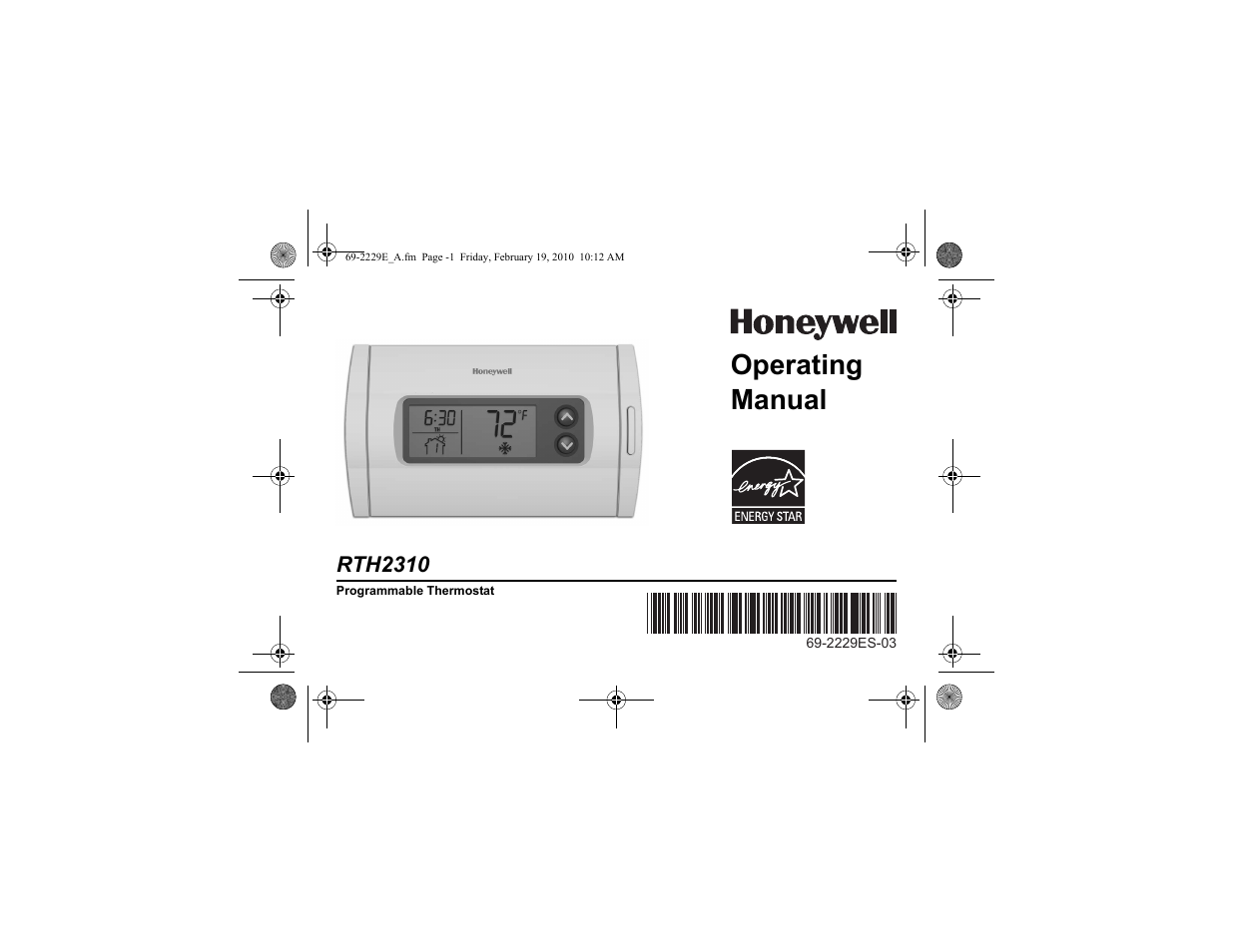 Honeywell RTH2310 User Manual | 44 pages