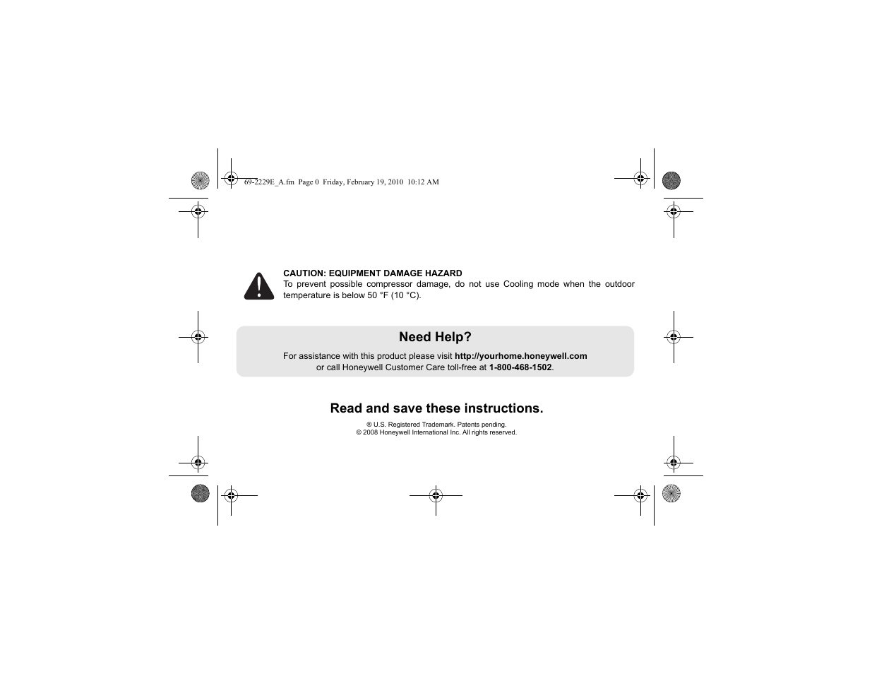 Need help, Read and save these instructions | Honeywell RTH2310 User Manual | Page 2 / 44