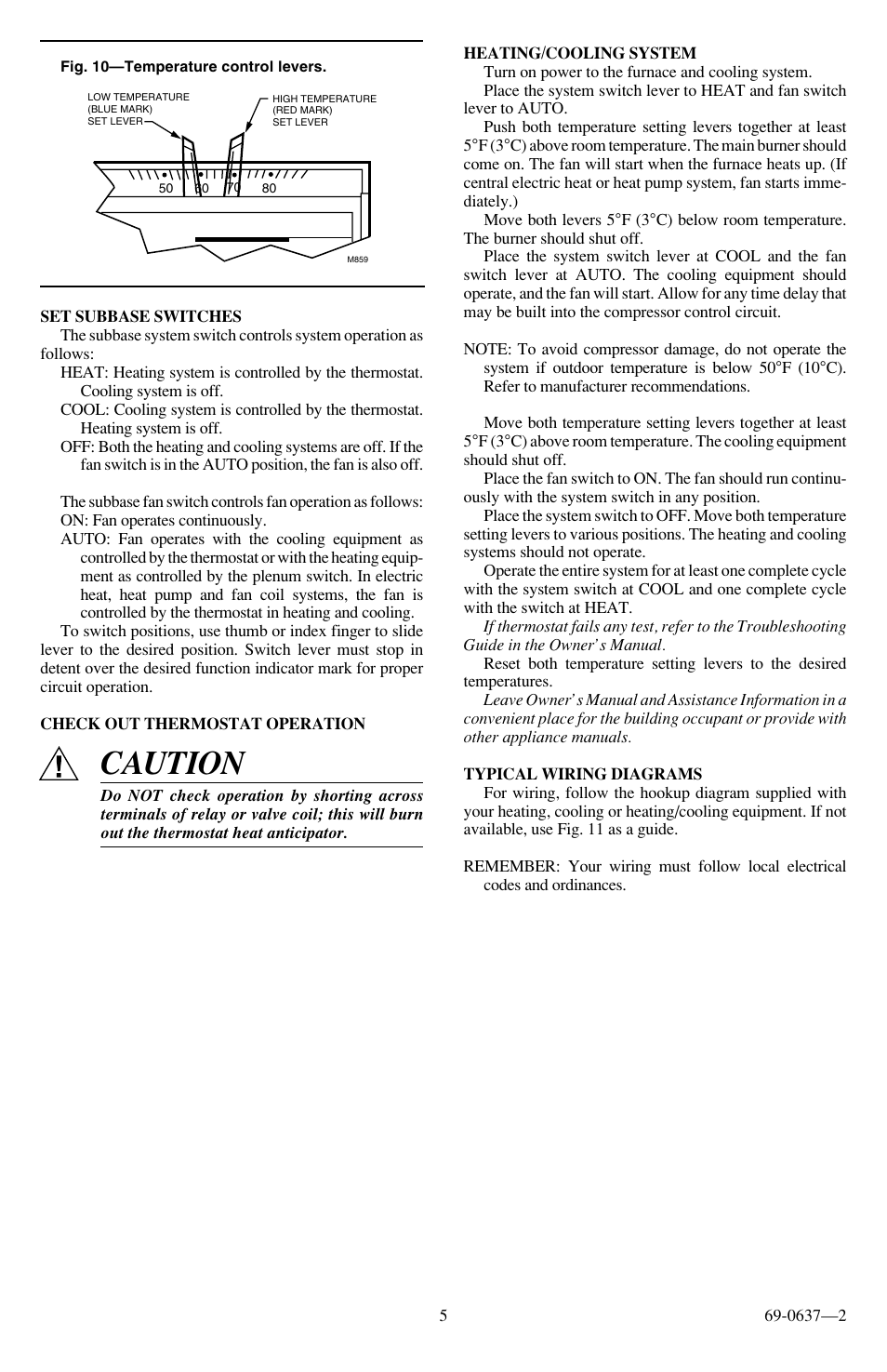 Caution | Honeywell Y8196A User Manual | Page 5 / 6