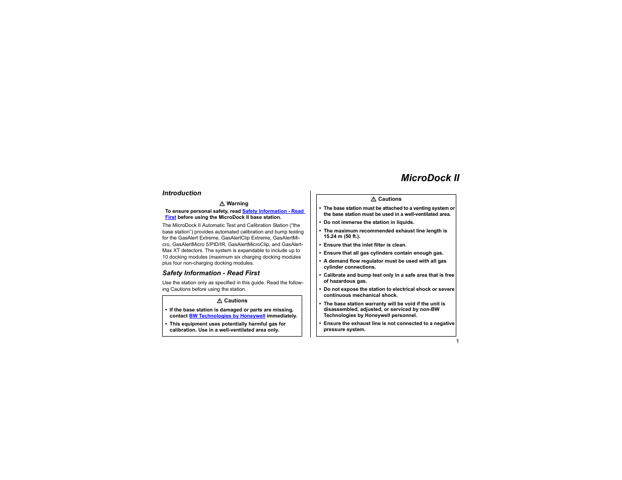 Introduction, Safety information - read first, Microdock ii | Honeywell MicroDock II User Manual | Page 3 / 19