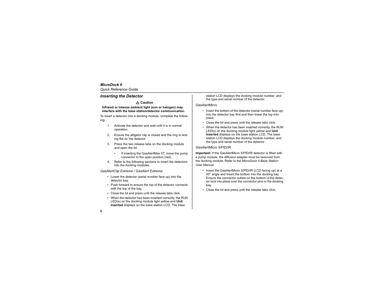 Inserting the detector | Honeywell MicroDock II User Manual | Page 8 / 19