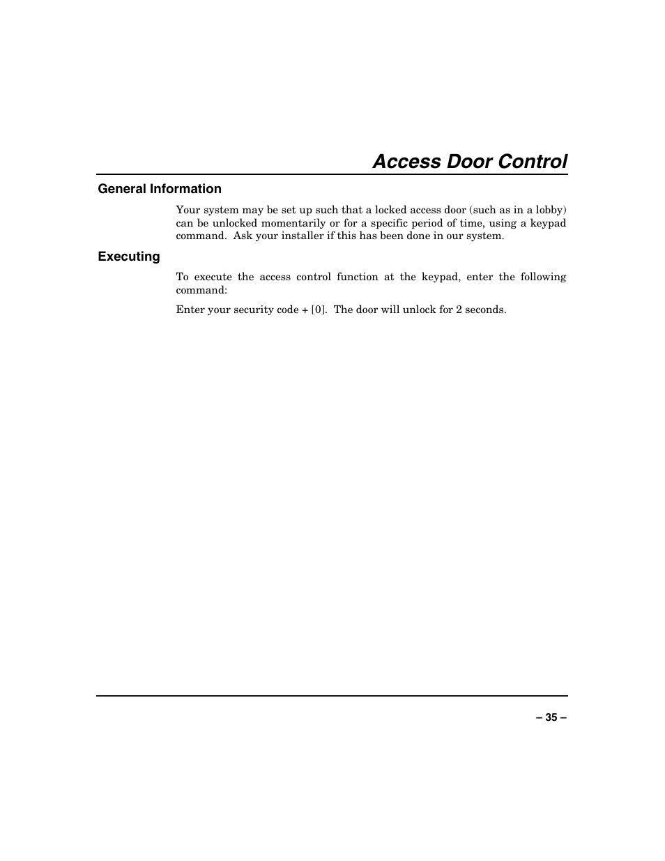 Access door control | Honeywell SYSTEM OVERVIEW N7003V3 User Manual | Page 35 / 56