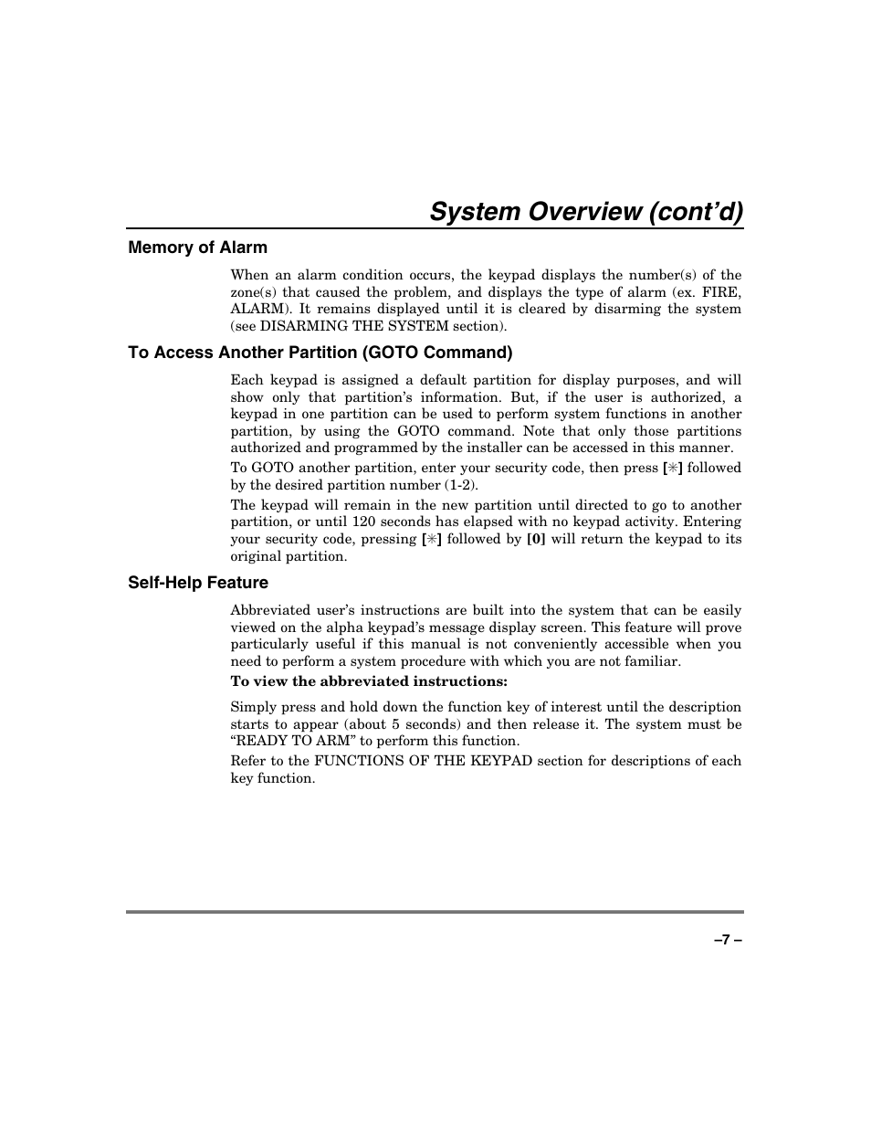 System overview (cont’d) | Honeywell SYSTEM OVERVIEW N7003V3 User Manual | Page 7 / 56