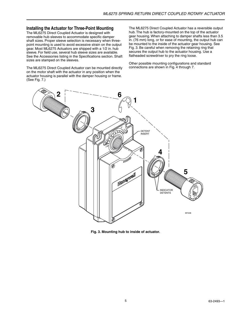 Honeywell SPRING RETURN ML6275 User Manual | Page 5 / 12