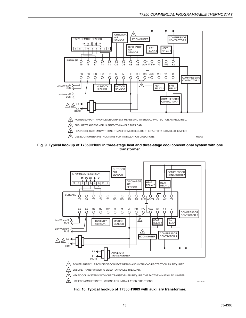 G. 9 throu, T7350 commercial programmable thermostat | Honeywell COMMERCIAL PROGRAMMABLE T7350 User Manual | Page 13 / 44