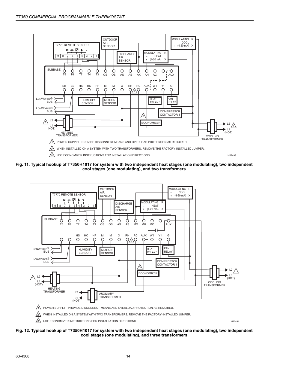 T7350 commercial programmable thermostat | Honeywell COMMERCIAL PROGRAMMABLE T7350 User Manual | Page 14 / 44