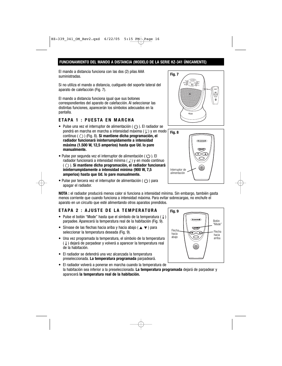 Honeywell HZ-341 User Manual | Page 16 / 19