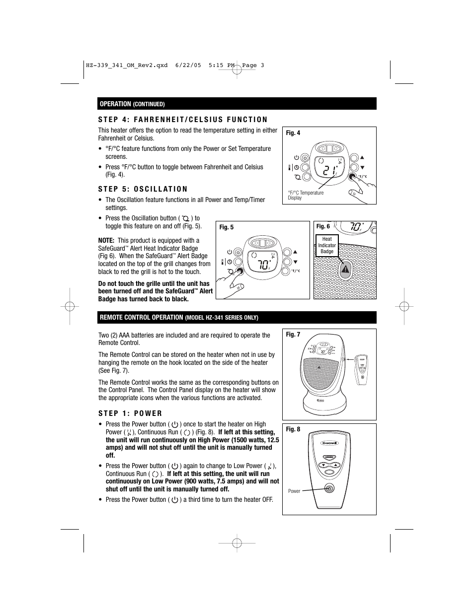 Honeywell HZ-341 User Manual | Page 3 / 19