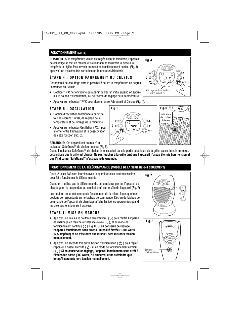 Honeywell HZ-341 User Manual | Page 9 / 19