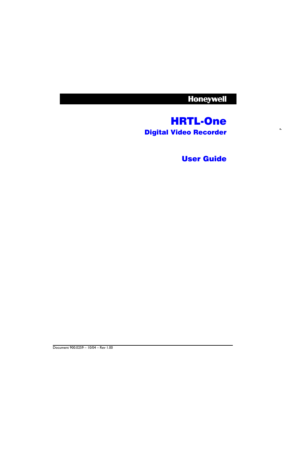 Honeywell HRTL-One User Manual | 62 pages