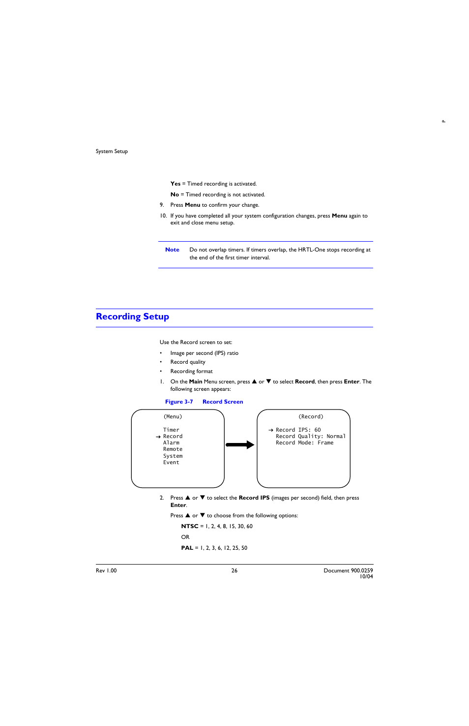 Recording setup, Figure 3-7, Record screen | Gs (see, Recording, Setup | Honeywell HRTL-One User Manual | Page 36 / 62