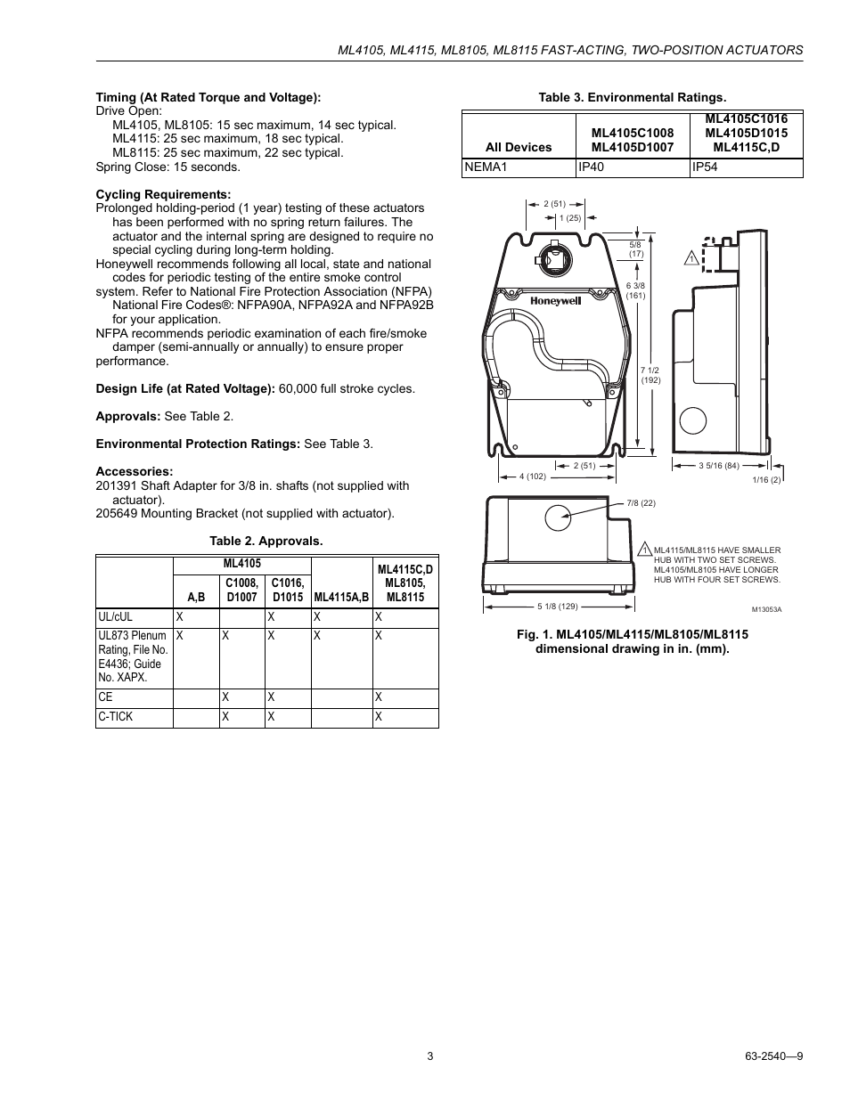 Honeywell ML4105 User Manual | Page 3 / 8