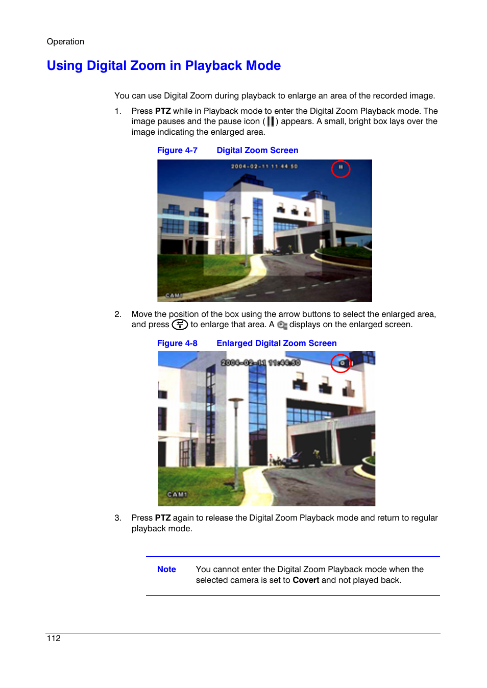 Using digital zoom in playback mode | Honeywell HRSD4 User Manual | Page 112 / 136
