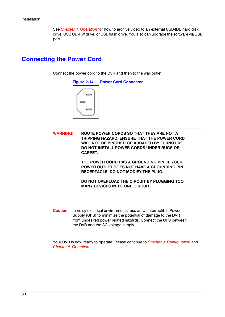 Connecting the power cord | Honeywell HRSD4 User Manual | Page 30 / 136