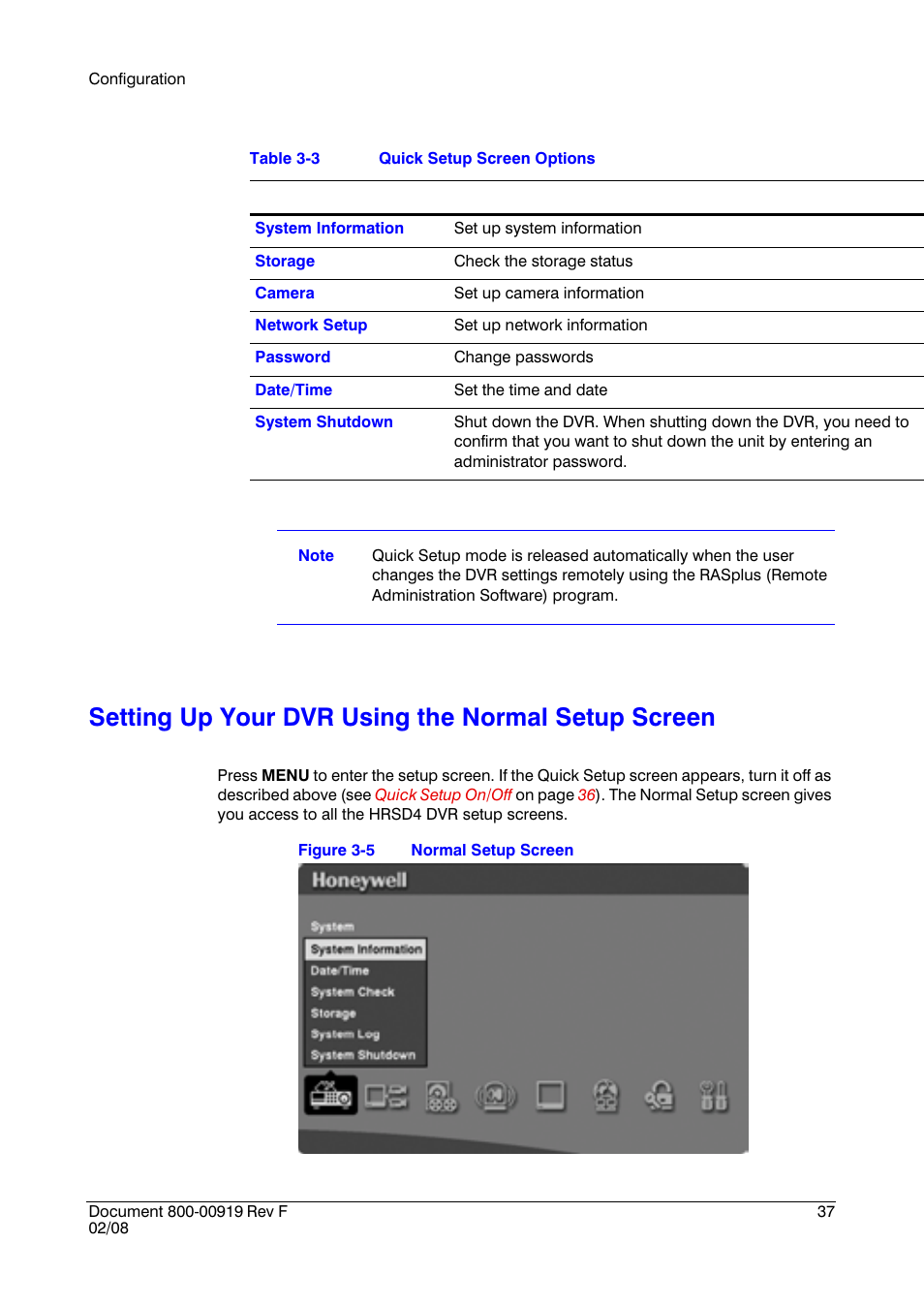 Setting up your dvr using the normal setup screen | Honeywell HRSD4 User Manual | Page 37 / 136