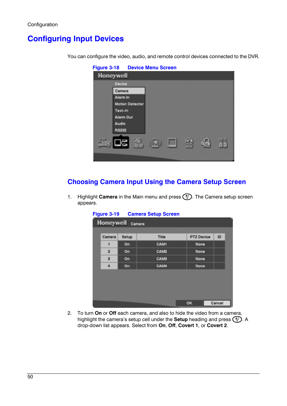 Configuring input devices | Honeywell HRSD4 User Manual | Page 50 / 136