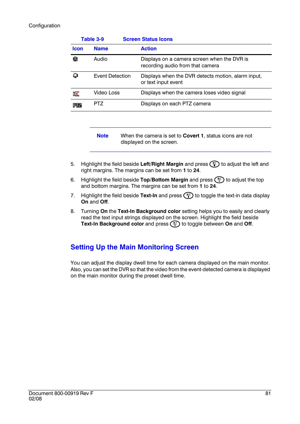 Setting up the main monitoring screen | Honeywell HRSD4 User Manual | Page 81 / 136