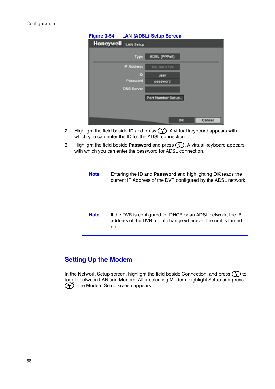 Setting up the modem | Honeywell HRSD4 User Manual | Page 88 / 136