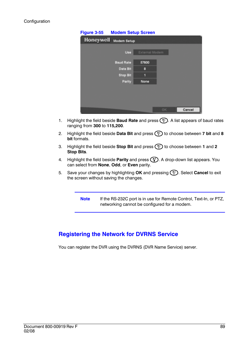 Registering the network for dvrns service | Honeywell HRSD4 User Manual | Page 89 / 136