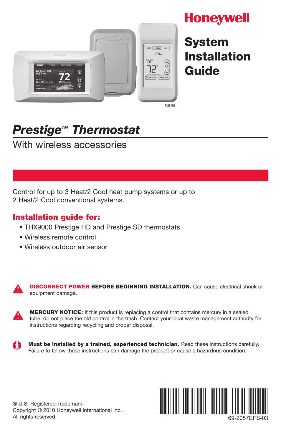 Honeywell PRESTIGE THX9000 User Manual | 52 pages