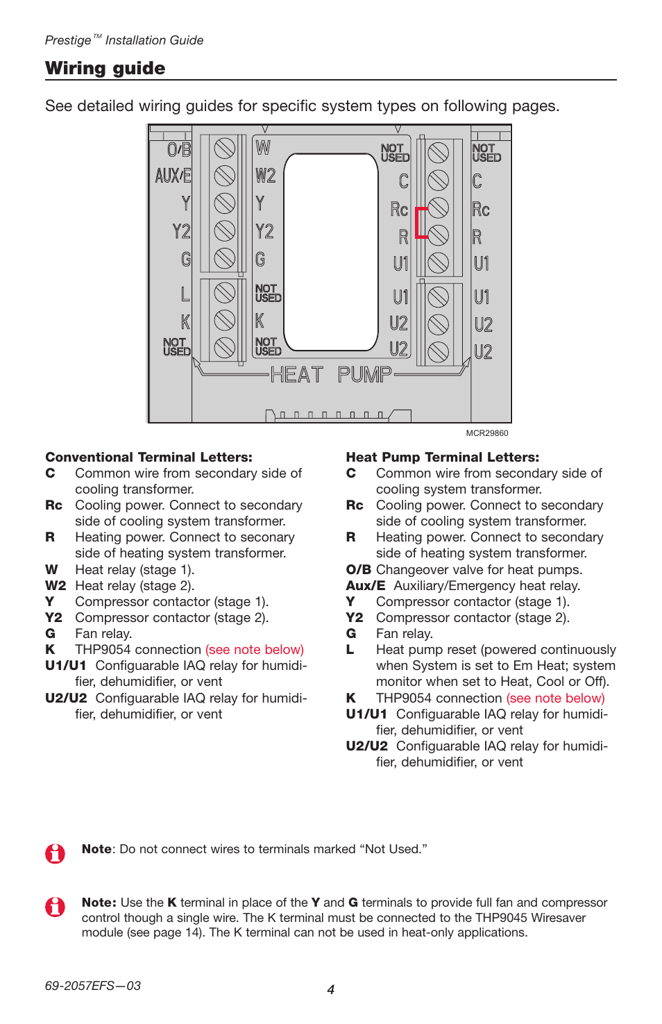 Wiring guide | Honeywell PRESTIGE THX9000 User Manual | Page 4 / 52