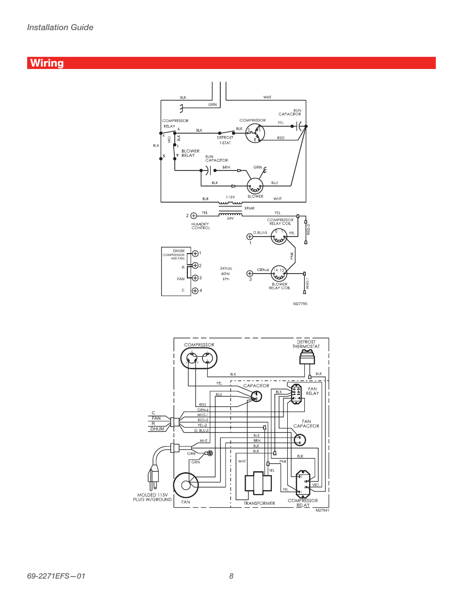 Wiring, Installation guide | Honeywell TRUEDRY DH150 User Manual | Page 10 / 60