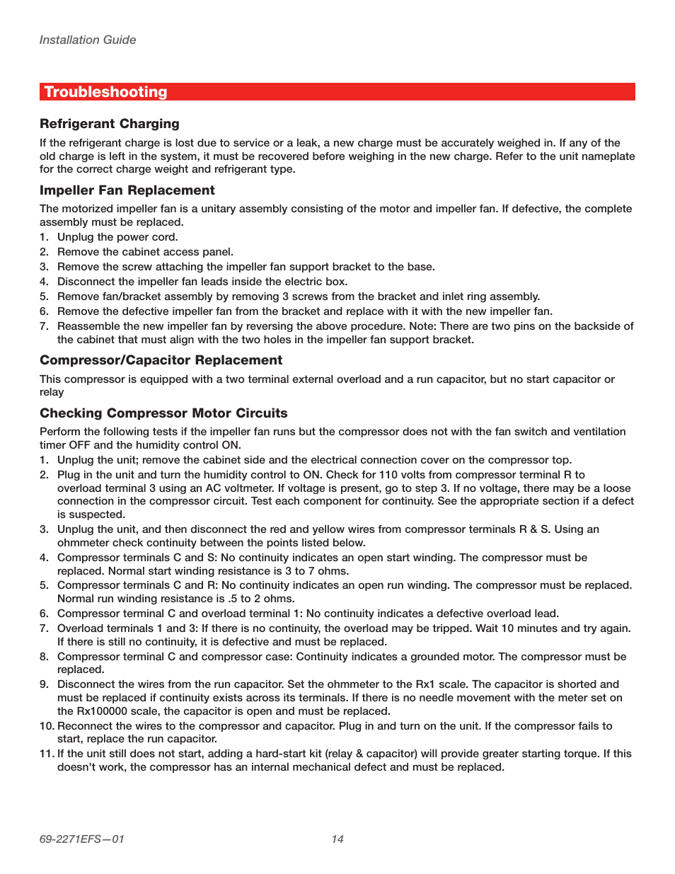 Troubleshooting | Honeywell TRUEDRY DH150 User Manual | Page 16 / 60
