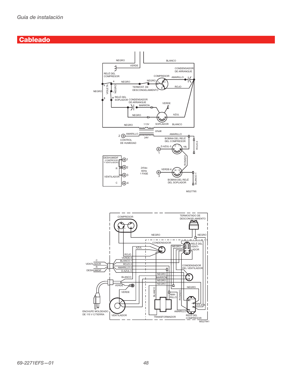 Cableado, Guía de instalación | Honeywell TRUEDRY DH150 User Manual | Page 50 / 60