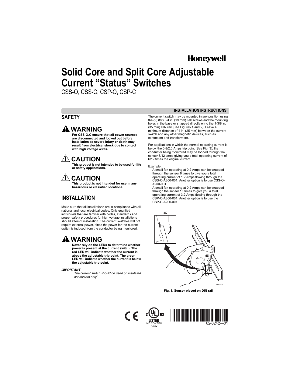 Honeywell CSP-C User Manual | 4 pages