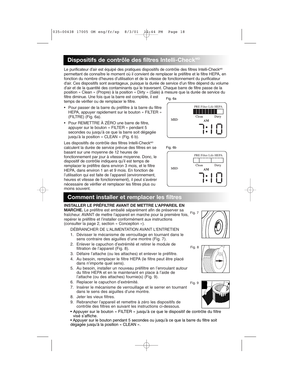 Dispositifs de contrôle des filtres intelli-check, Comment installer et remplacer les filtres | Honeywell 17005 User Manual | Page 19 / 32