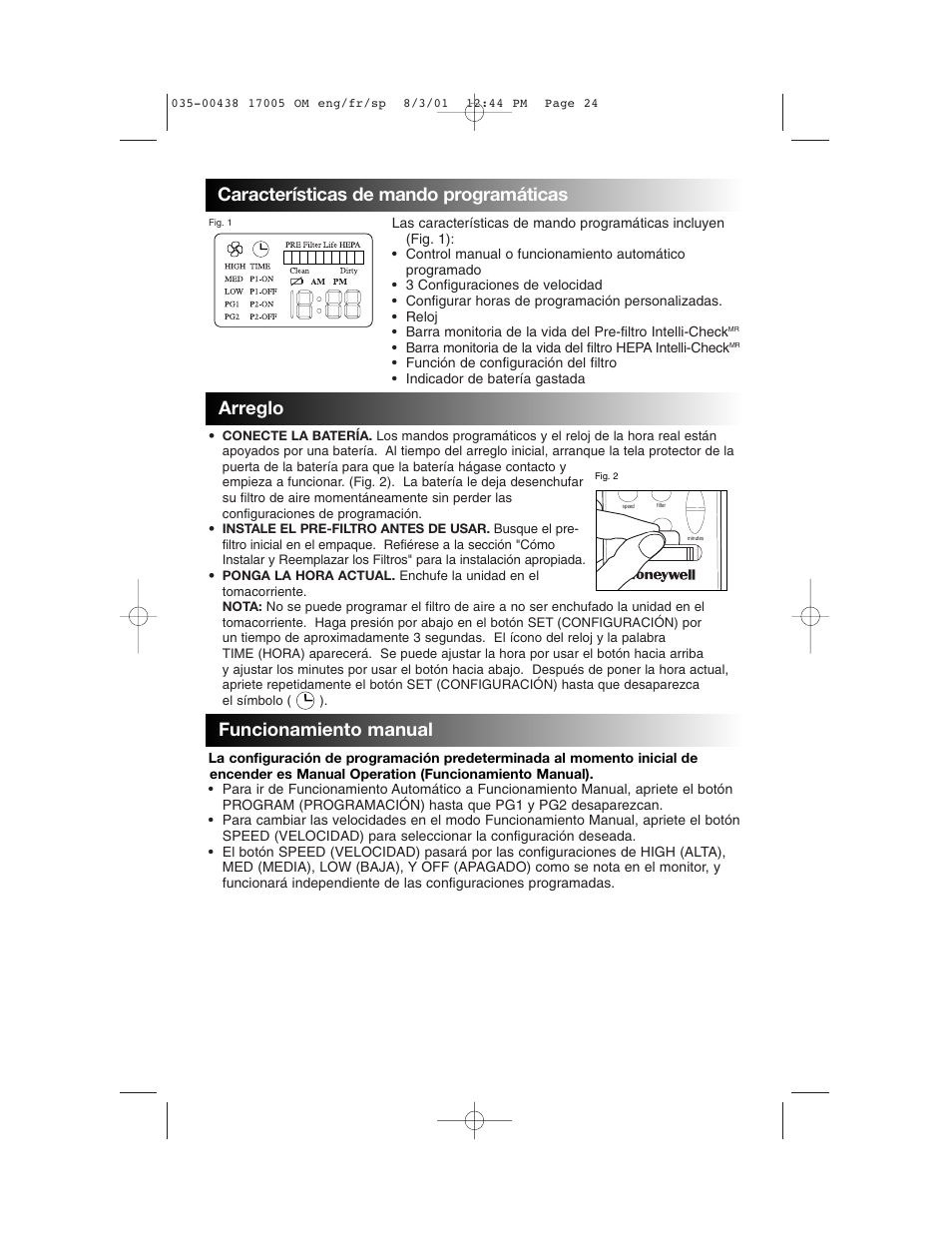 Arreglo | Honeywell 17005 User Manual | Page 25 / 32
