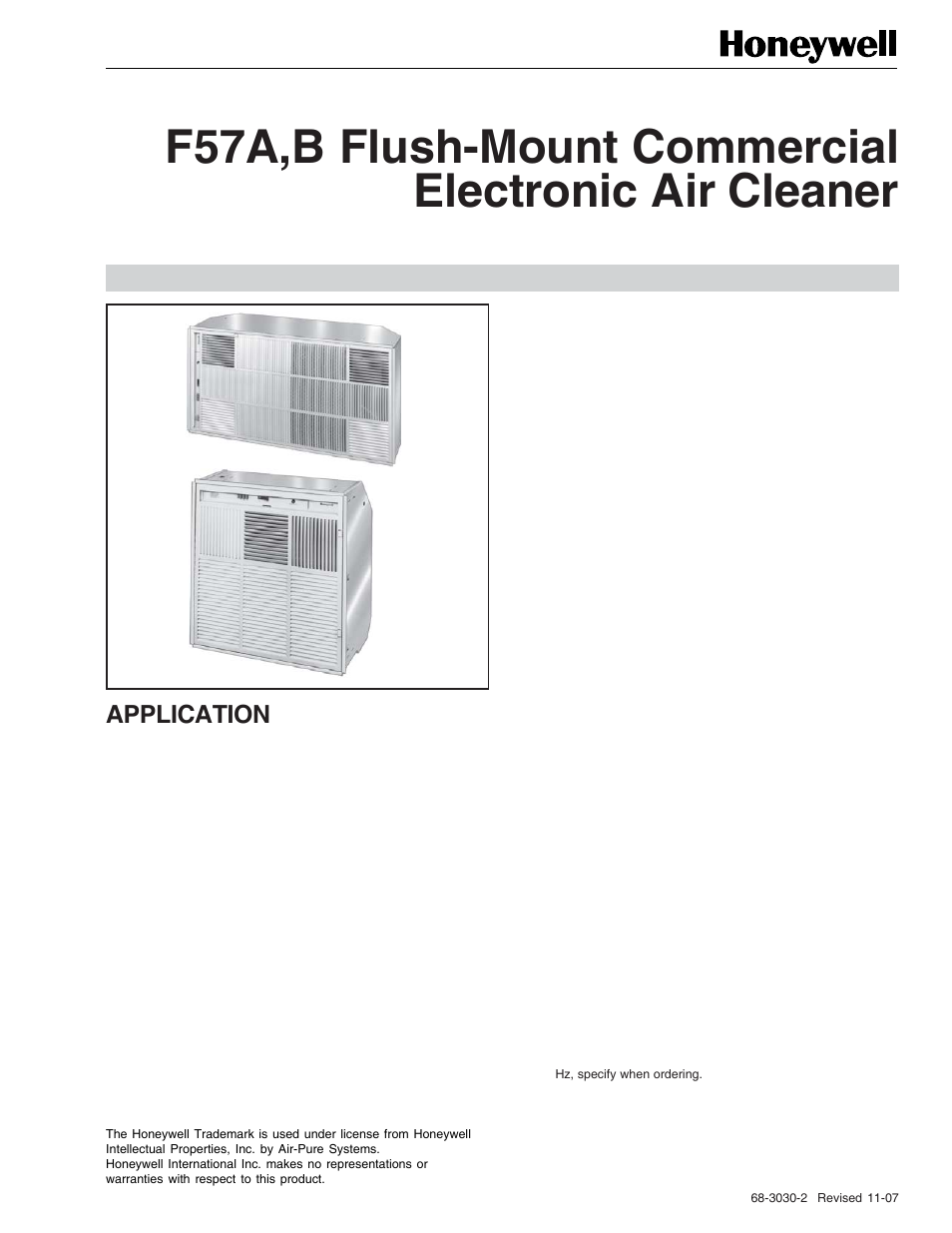Honeywell F57B User Manual | 2 pages