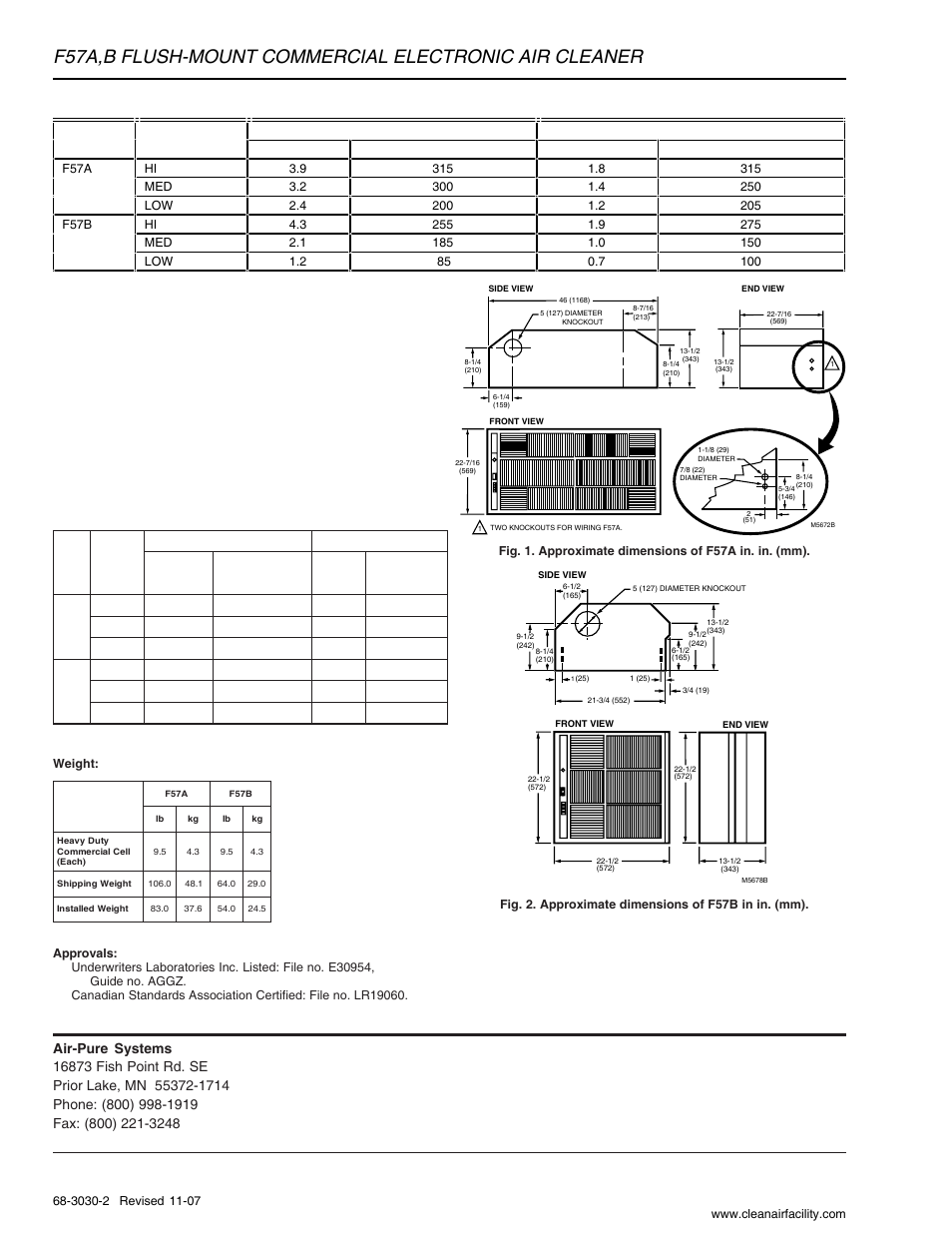 Current and power consumption | Honeywell F57B User Manual | Page 2 / 2