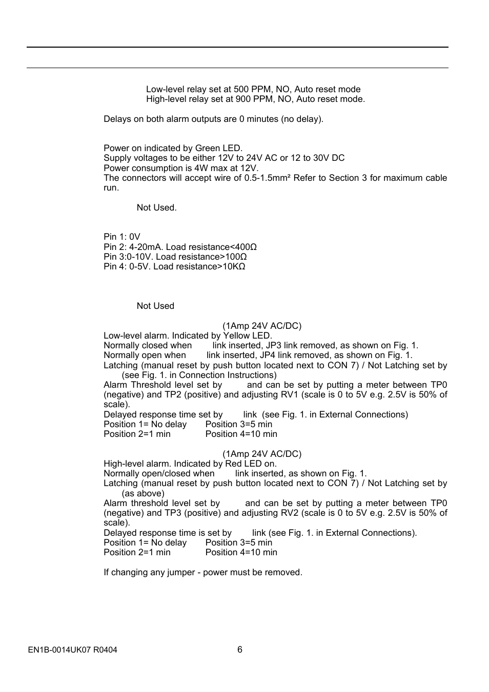 Standard default settings | Honeywell SN0500 User Manual | Page 6 / 8